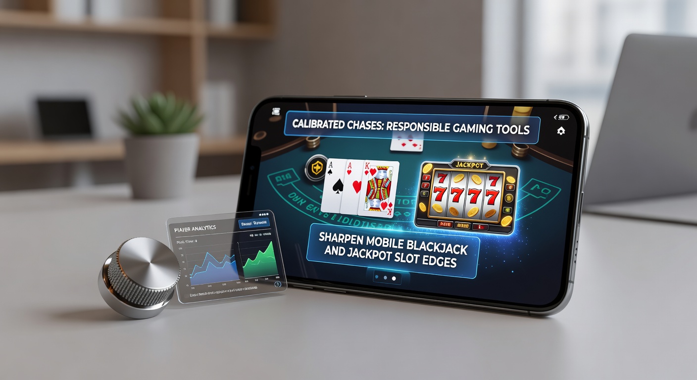 Screenshot of jackpot slot interface showing win meter, responsible gaming popup with loss limits, and mobile optimization for touch controls