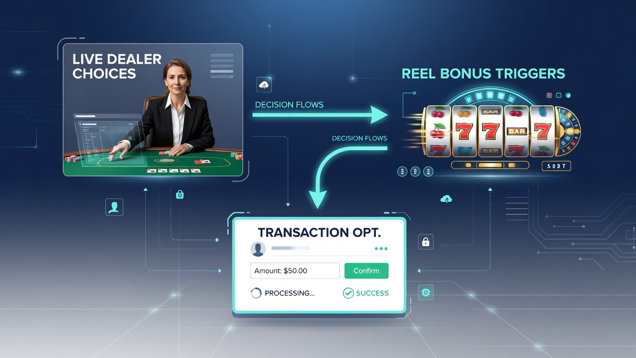 Screenshot of integrated dashboard displaying live table decisions feeding into slot bonus activation logs with transaction history